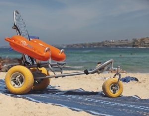 Floating wheelchairs for people with disabilities in the beaches of Sithonia